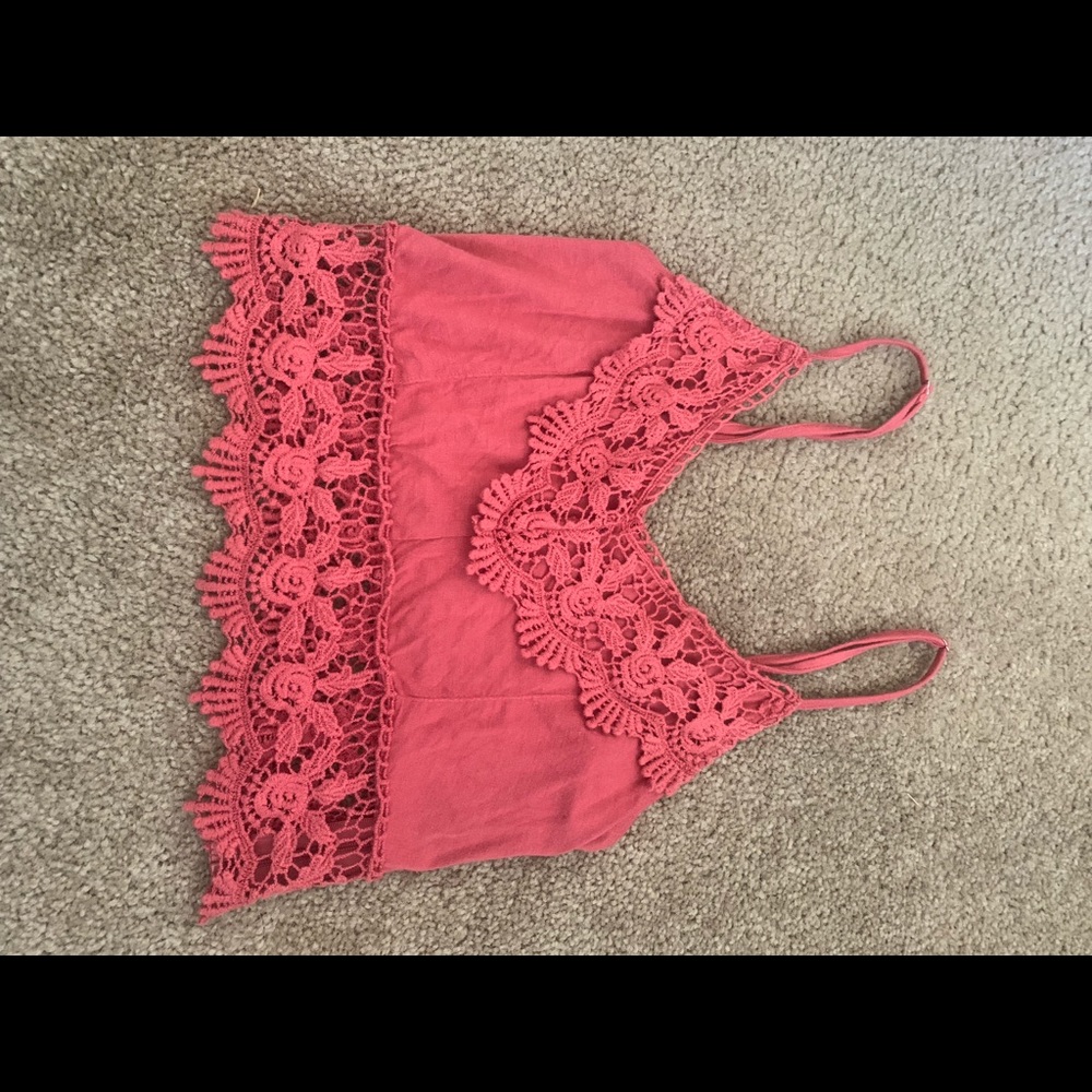 Pink lace crop top